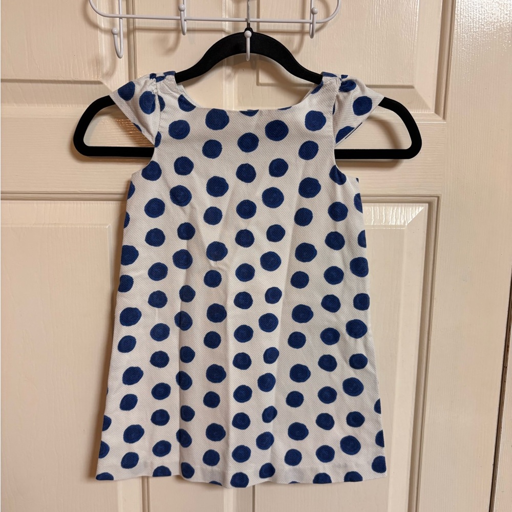 Janie and Jack 100% cotton Blue/White Polka Dot Cap Sleeve Dress